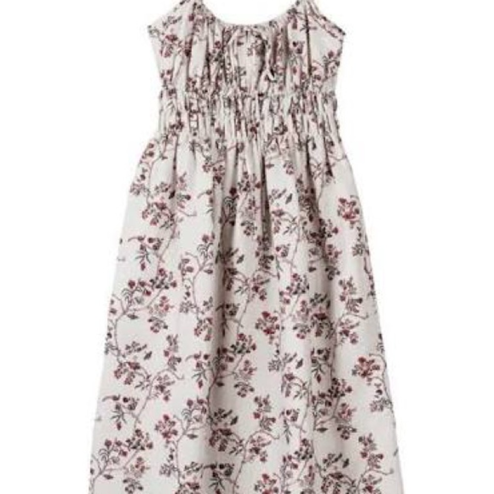 Ciao Lucia Gabriela Smocked Midi Dress - White with Red Floral Print